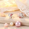 Sterling Silver Mouse Stud Earrings - Sparkling Cubic Zirconia Cute