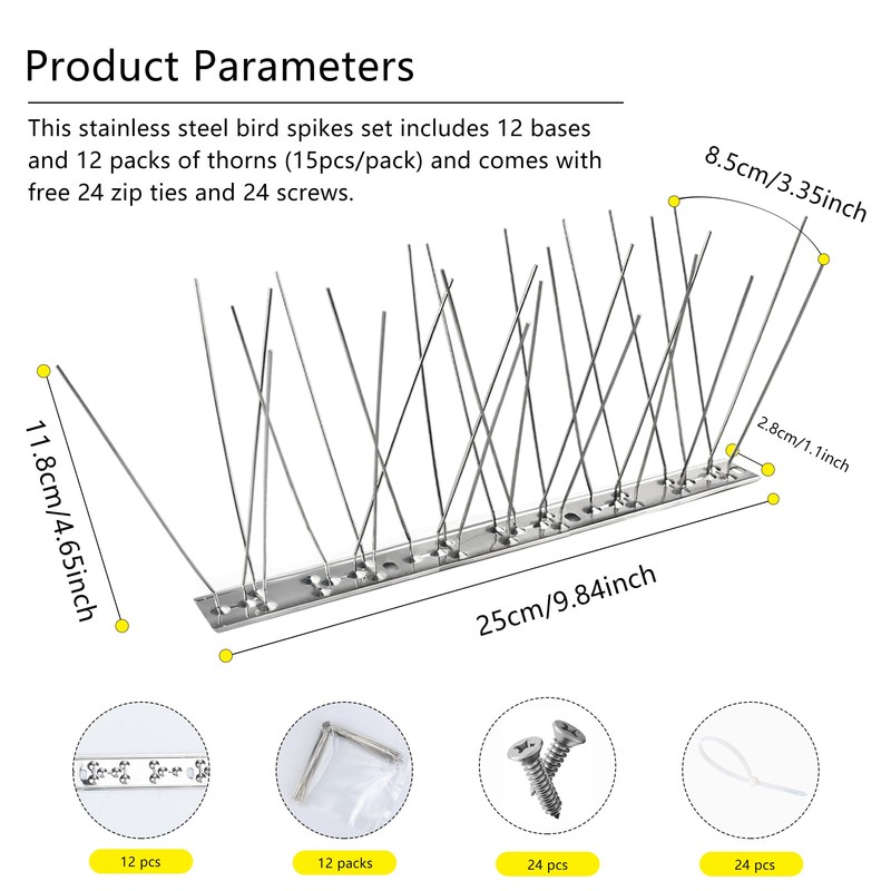 KOKMEYA Bird Spikes 9.84FT, 304 Stainless Steel Bird Deterrents Spikes
