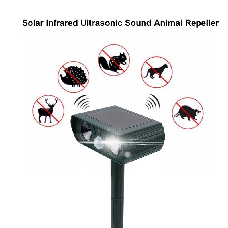 Solar Infrared Burst Ultrasonic Sound Animal Repeller Drive Cat Dog
