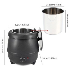 Soup Warmers 10L/10.5Qt Black Commercial Soup Kettle with Detachable Stainless Steel Insert Pot Temperature Control Knob Electric Soup Pot for Restaurant Home Canteen