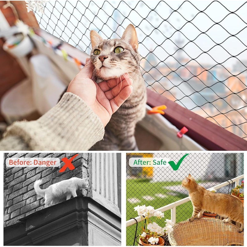 Caiyloxn Cat Net for Balcony, 6 x 3 m, Cat