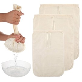 3 Pack Cotton Nut Milk Bags Fine Mesh Reusable Cheese Cloth Food Yogurt Strainer Cheesecloth Bag Cold Brew Bags for Cheese Making Coffee Straining Juice Juicing.Cheesecloth for Straining