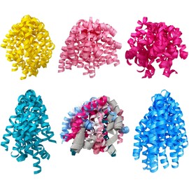 Jillson Roberts Self-Adhesive Colorful Assorted Curly Bows Gift Wrap Accessory, 6-Count, Baby