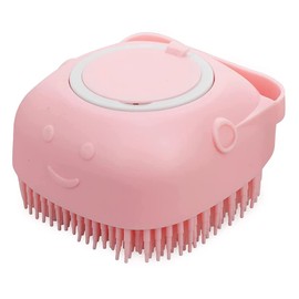 Pet Bath Massage Brush Puppy Dog Cat Grooming Cleaning Soft (Pink)