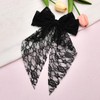 Black Hair Bow Clips With Long Tail Lace Hair Barrette