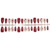 30Pcs Red Press on Nails Long Almond False Flower Fake