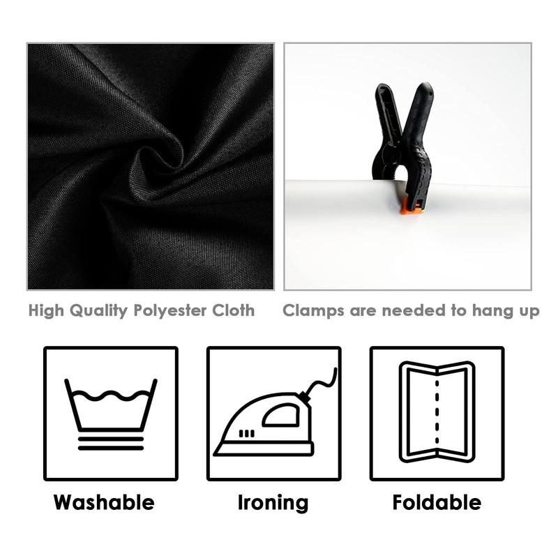 xisho Black Screen Backdrop 6.6×5ft Portrait Background 100% Polyester Collapsible
