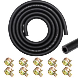 Taiss 5/16" (8mm) ID Fuel Line Kit, 6.56FT(2m) 300PSI NBR Rubber Fuel Line Hose with 10PCS 14mm ID Hose Clamps for Automotive Fuel Systems Engines:Tractors, Mowing Machine,Snow Machine,Etc.