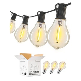 DAMAING Outdoor String Lights 120FT,Waterproof Patio Lights with 63 Shatterproof Dimmable A40 LED Bulbs, Connectable Outdoor Lighting for Garden,Bistro,Backyard and Balcony.