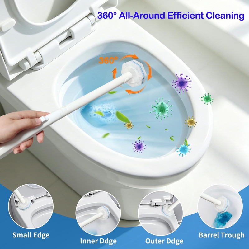 Disposable Toilet Brush Cleaning System, with 40 Pcs Brush Bowl