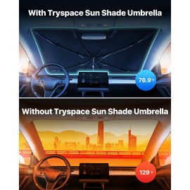 TrySpace TrySpace Car Windshield Sun Shade Umbrella - [Nano-Ice-Crystal Coatings] Protect Car from Sun Rays & Heat Damage Keep Cool and Protect Interior Medium (56" L x 31" W)