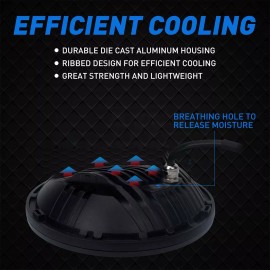 Unbranded Pair 7" Inch Round LED Headlight Hi/Lo Beam DRL For Land Rover Defender 90 &