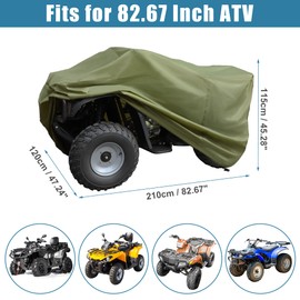 X AUTOHAUX ATV Cover for Polaris Scrambler 850 XP 1000 for Yamaha Grizzly Oxford All Season Weather Waterproof Outdoor Protection 4 Wheeler Covers Quad Cover fit Most 250CC-600CC Green