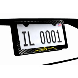 Gearhead Frames Yellow Z51 C8 Corvette Carbon Fiber License Plate Frame W/ Screws & Caps