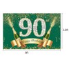 6x3.6FT Green Gold 90TH Birthday Banner Party Decorations, Green Gold