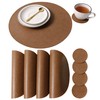 Embossed PU Leather Placemats, Waterproof Coffee Coasters, Kitchen Table Mats,