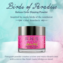 SNS Nail Dip Powder, Gelous Color Dipping Powder - Rosefinch (Pink/Magenta, Glitter) - Long-Lasting Dip Nail Color Lasts up to 14 days - Low-Odor & No UV Lamp Required - 1 Oz