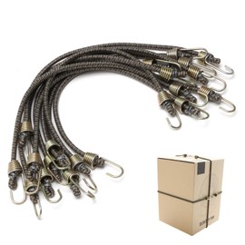 Short Bungee Cords with Hooks 10Pcs: Bungee Cord Heavy Duty 24cm 4mm Elastic Bungee Straps with Clip Heavy Duty Rubber Bundy Cord and Fixings Black and Brown Bungee Rope for Securing Small Items