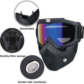 2 PCS Paintball Mask Anti Fog,Tactical Full Face Mask Ski Mask Goggles Detachable Adjustable,Motorcycle Riding Face Protection (Colorful/Transparent)
