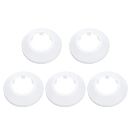Uxcell 5PCS 1.4 In/35mm Flange Pipe Cover Decor - PP Plastic Plumbing Escutcheon Plates for Water Drain Line Wall Flange, White