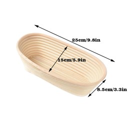 DeJivsin Set of 2 Oval Proofing Baskets, 25 cm Banneton Set, Oval Bread Basket Made of Sustainable Rattan, for Bread Baking, Bread Baking Accessories, Proofing Basket Set, 1 kg Dough