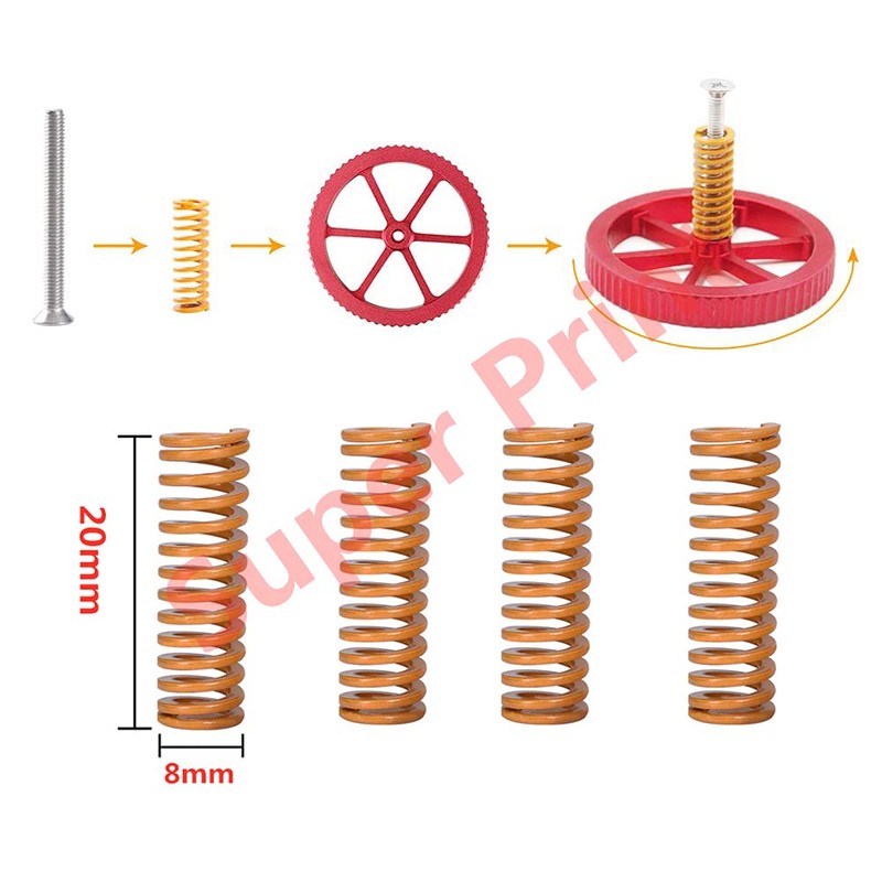 Super Print Heatbed Leveling Kit, 4PCS Hand Twist Leveling Nut,4PCS