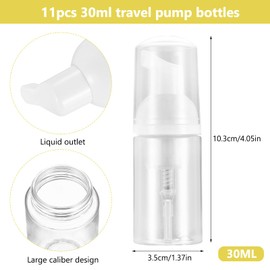 11 Pcs Foam Soap Dispenser Bottles, 30 ml/1 oz Foaming Soap Dispenser, Travel Foam Pump Bottles, Portable Soap Foam Dispenser for Lotions Liquid Dish and Hand Soap Dispenser Bathroom Kitchen