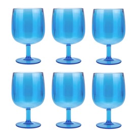 KOXIN-KARLU Classic Stackable 12 ounce Plastic Wine Stems Acrylic Glasses, set of 6 Blue