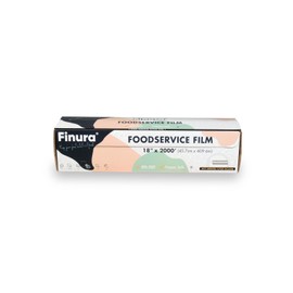 Finura Foodservice Plastic Wrap Film, Serrated Cutter, BPA Free, Antifog, Perfect Cling, Microwavable and Freezer Safe, for Home, Kitchen, Deli, Bakery, Butcher 3000 ft² (sq. ft.) (18 in x 2000 ft)