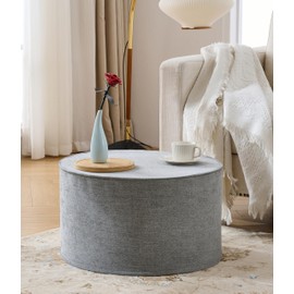 Weaverlane Large 22" Sturdy Ottoman Pouf for Living Room, Bedroom, Playroom, High Density Foam Filling Footrest, Side Table, Extra Seating Home College Dorm Décor Extra Firm (Gray)