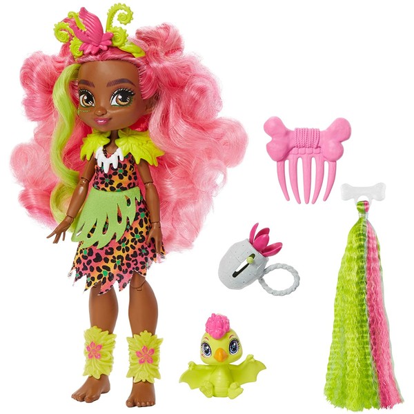 Cave Club Fernessa Doll Poseable Prehistoric Fashion Doll with Dinosaur Pet and Accessories, Gift for 4 Year Olds and Up​​, Multi, 10 inches (GNM10)