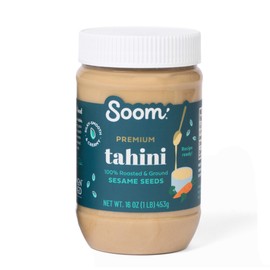 Soom Foods Premium Tahini 16oz (1 Pack) | Roasted & Ground Sesame Seed Paste | Creamy Tahini for Dubai Chocolate, Hummus, Sauces | Vegan, Nut-Free, Gluten-Free, Kosher, Keto, Paleo, Whole30