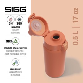 SIGG - Isolierte Trinkflasche - Thermosflasche Shield Therm One Eco Red - kohlensäurehaltige Getränke - Auslaufsicher - Spülmaschinenfest - BPA-frei - 90% recycelter Edelstahl - Rostrot - 0,5L