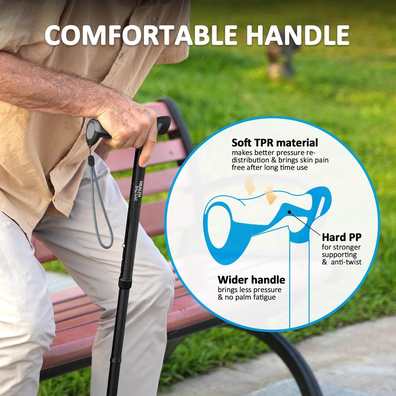 HEALTHBAZAAR Walking Cane for Men & Women - Self Standing