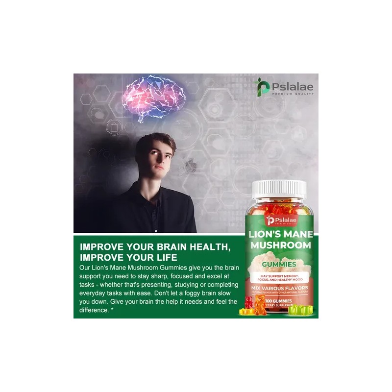 Pslalae Hongo Melena De León, 60 Gomitas,500 Mg