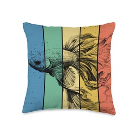 Love N Beta Fish Beta Fish Portrait Vintage Style Mom Dad Throw Pillow, 16x16, Multicolor