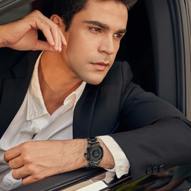 SACOSDING Mens Watches,Magnetic Suspension Analog Quartz Watch for Men,Classic Roman Time Scale Timing Bezel,Waterproof Super Magnetic Men's Watch, Casual Gift(Steel Belt-Black)