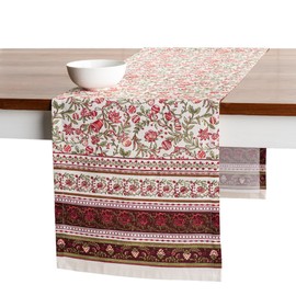 Maison d' Hermine Table Runner 100% Cotton Single Layer Table Runners 72 inches Long Decorative for Home Kitchen Dining Party Baby Shower Wedding Bridal Shower (Reveillon Au Jardin, 14.50" x 72")