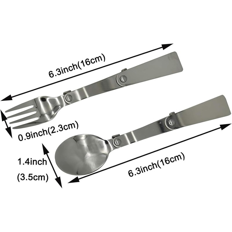 3 Pack Foldable Spoon Fork Salad Spork Set (304) Stainless