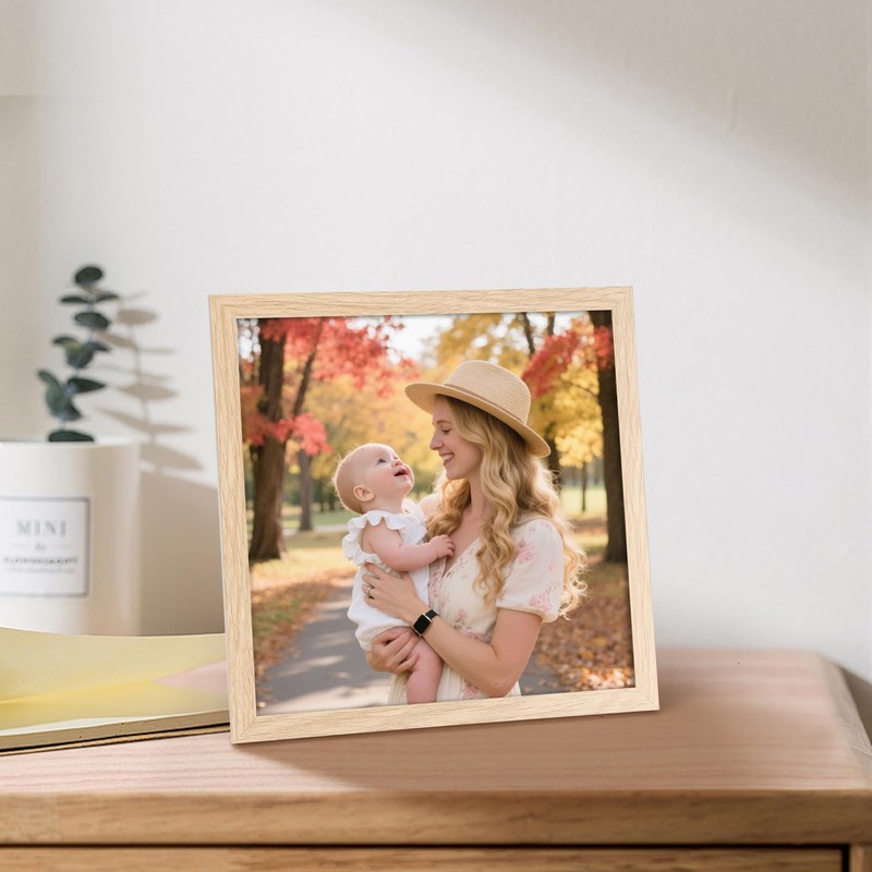 Ditwis 8x8 Photo Frame Wood Colour, Modern Natural Square Picture