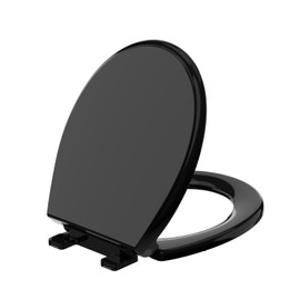 Toilet Seat Round Soft Close，Meydrdou Toilet Lid 16.5inch，Slow Close Quiet No Slam，Easy Installation & Release for Bottom Fixing Toilet，Safe PP Material Easy Clean，2 Years Support, Black