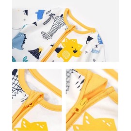 Teach Leanbh Unisex Baby Footless Pajamas with Mittens and Feet Cuffs Cotton 2 Way Zipper Long Sleeve Romper Sleep and Play (Navy/Elephant, 18-24 Months)