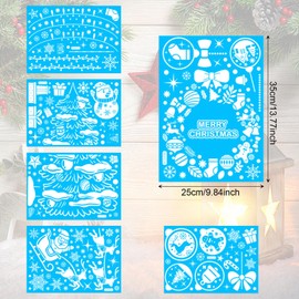 AYNKH 201Pcs Christmas Window Stickers, 6 Sheets Reusable Christmas Window Clings with Santa Claus Christmas Tree Elk Snowflake, PVC Double Sided Window White Stickers for Xmas Window Decorations