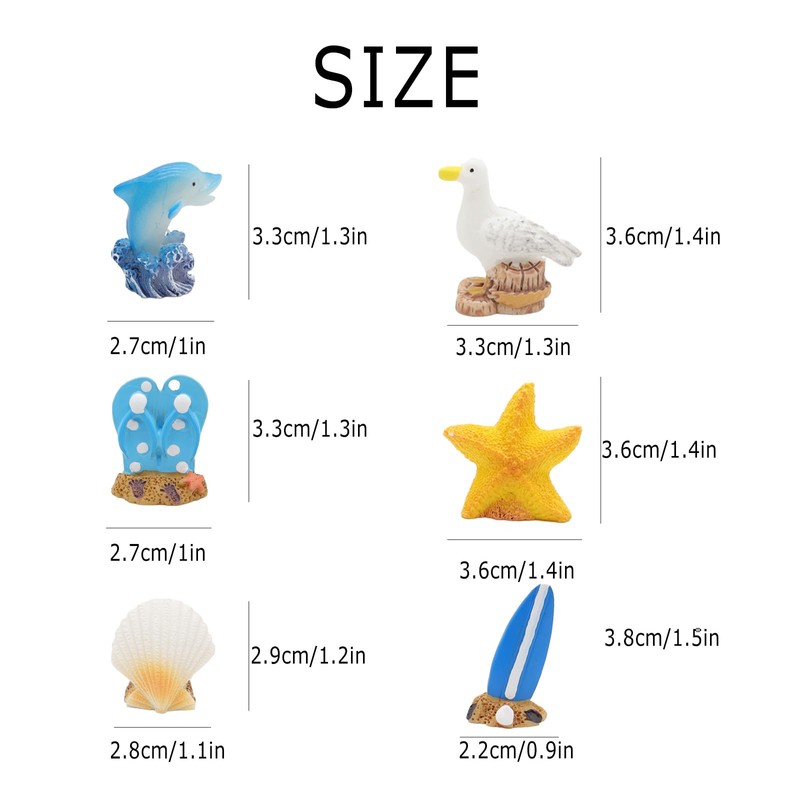 CASONA Beach Car Decor,6pcs Coastal Themed Dashboard Decorations Figurines