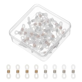 PATIKIL Eyeglass Chain End, 60 Pcs Adjustable Eyeglass Chain Connector Anti Slip Chain Loop Holder with Small Box for Eyeglass Holder Necklace Chain Sunglasses, White Gold/Silver