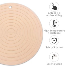 Fhiny 3PCS Silicone Pet Food Mat, 9.5" Round Waterproof Non-Slip Dog Cat Bowl Placemat Preventing Feed and Water Overflow Suitable for Medium Small Bowl Dish Plate Protect Floor (Pink, 9.5" Dia)