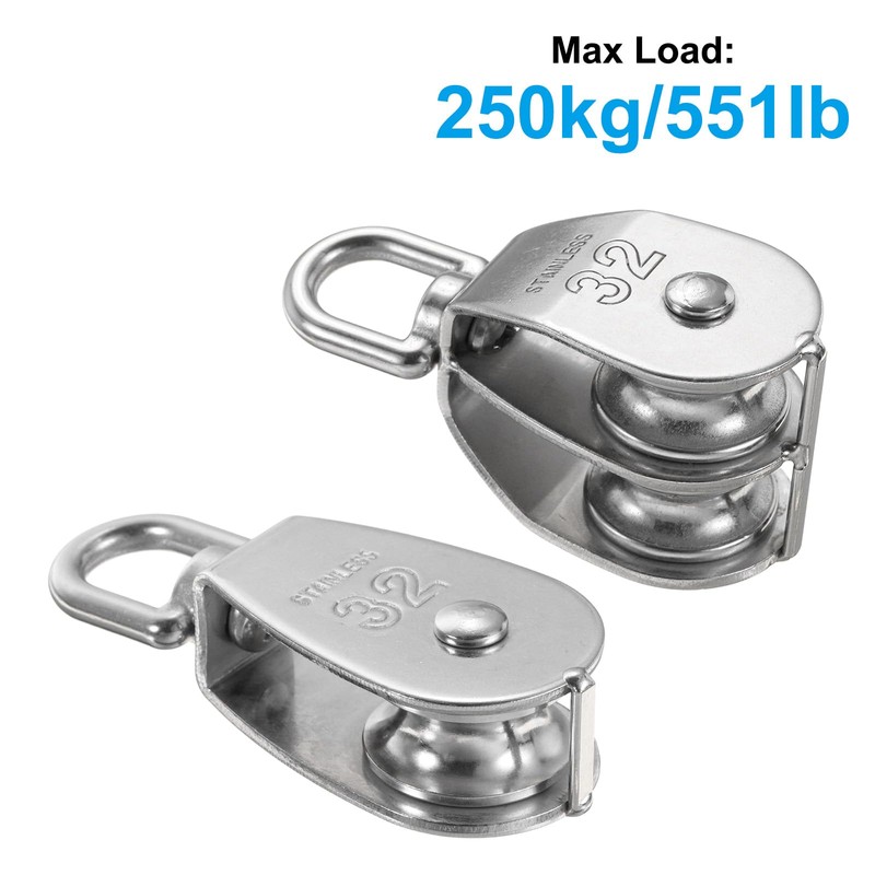 PATIKIL M30 Pulley Block, 2 Pack Single Pulley & Double
