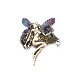 Romantic 925 Sterling Silver Fairy Goddess Angel Statement Ring Hand Tinted Fantasy Art Nouveau Boho Jewelry for Women Size 9 Goddess Arts Collection