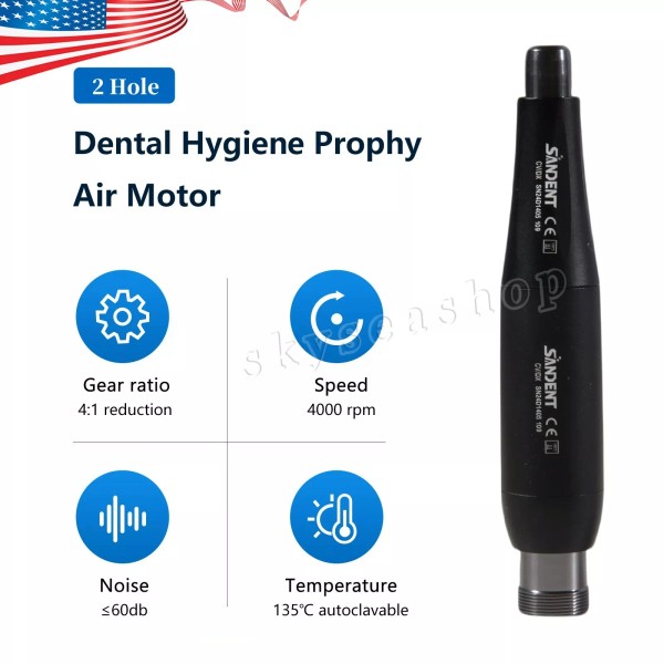 SANDENT Dental Hygiene Prophy Handpiece Air Motor 2 Holes &