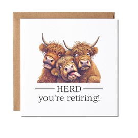 Maise & Rose Funny Retirement Card | Retirement Card For Men or Women | Friend Highland Cow Retiring Card For Colleague | P245